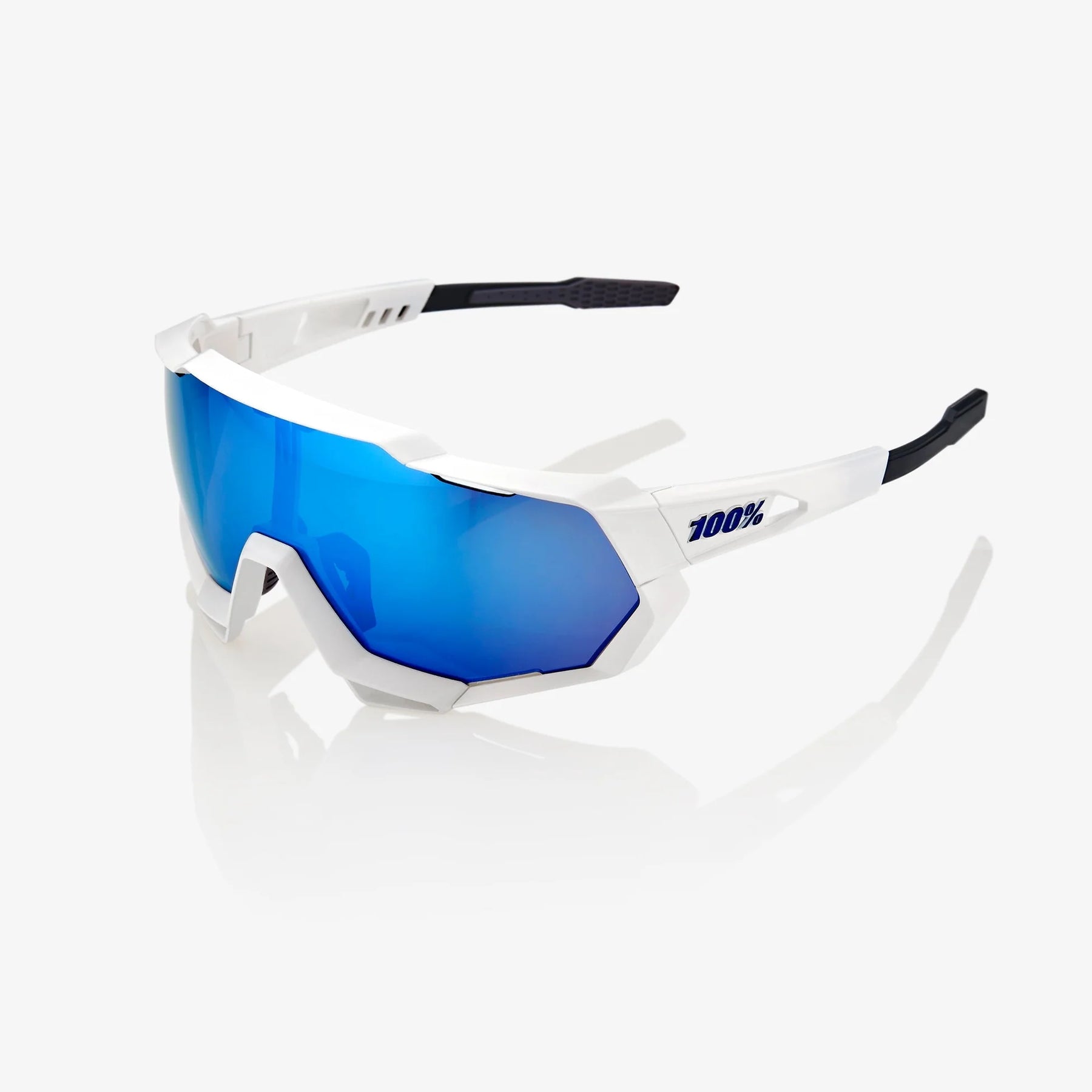 100% Speedtrap / Matte White HiPER Blue Multilayer Mirror