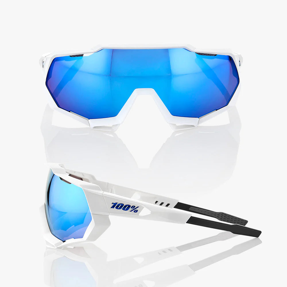 100% Speedtrap / Matte White HiPER Blue Multilayer Mirror
