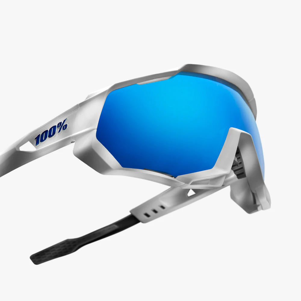 100% Speedtrap / Matte White HiPER Blue Multilayer Mirror