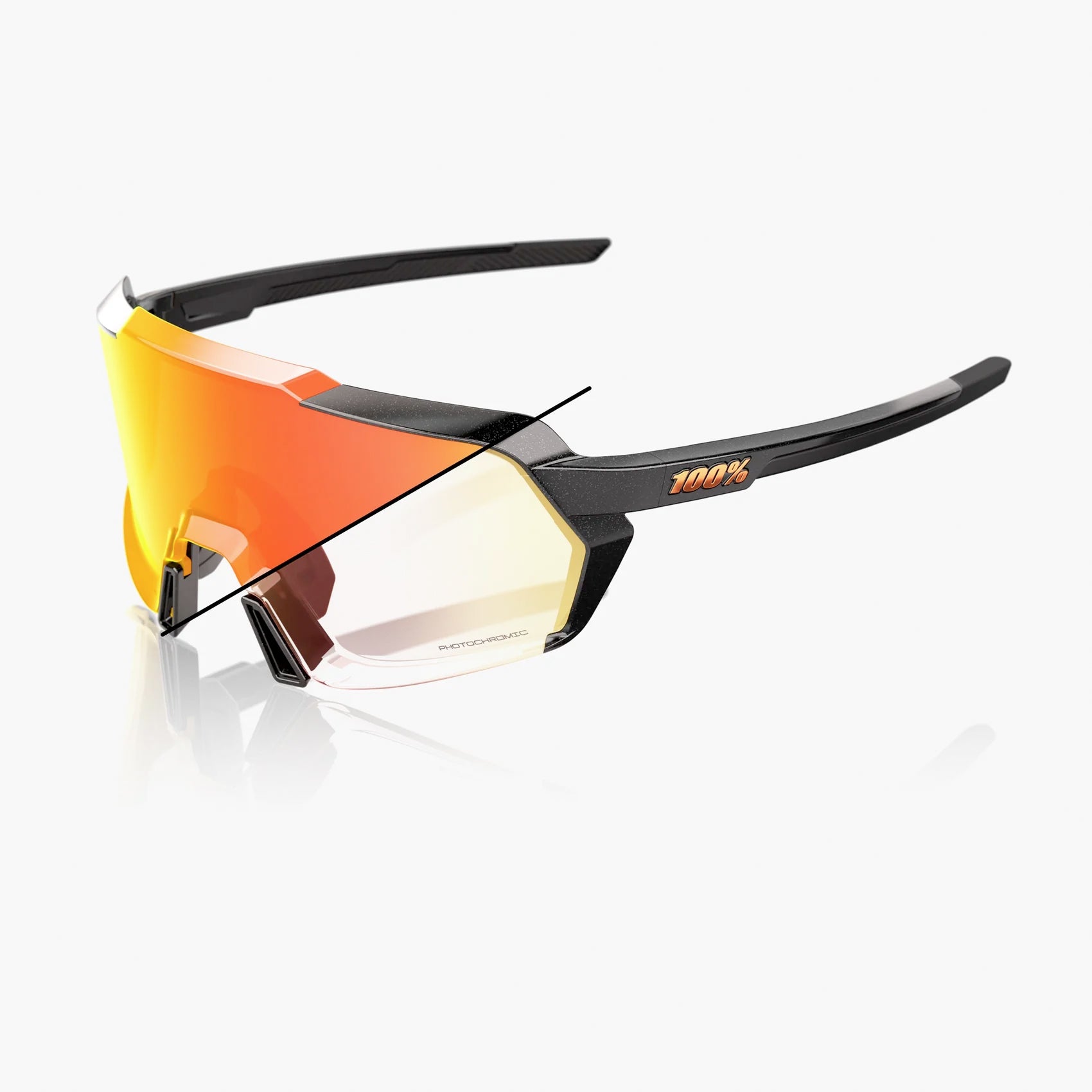 100% Korbin / Gloss Metallic Black Orange Flash Mirror Photochromic