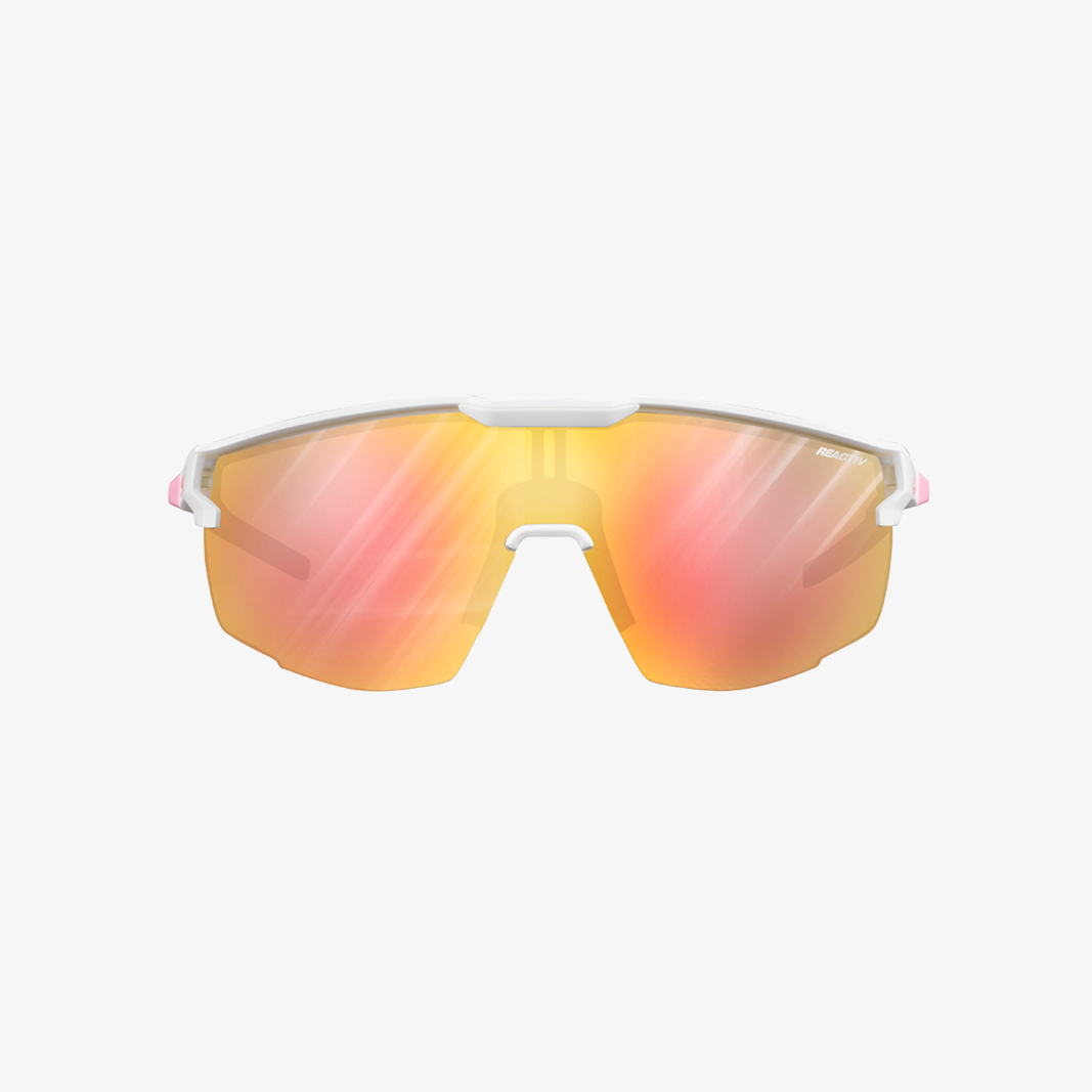 Julbo Ultimate Weiß - Rosa / Reactiv 1-3 Light Amplifier Frontansicht